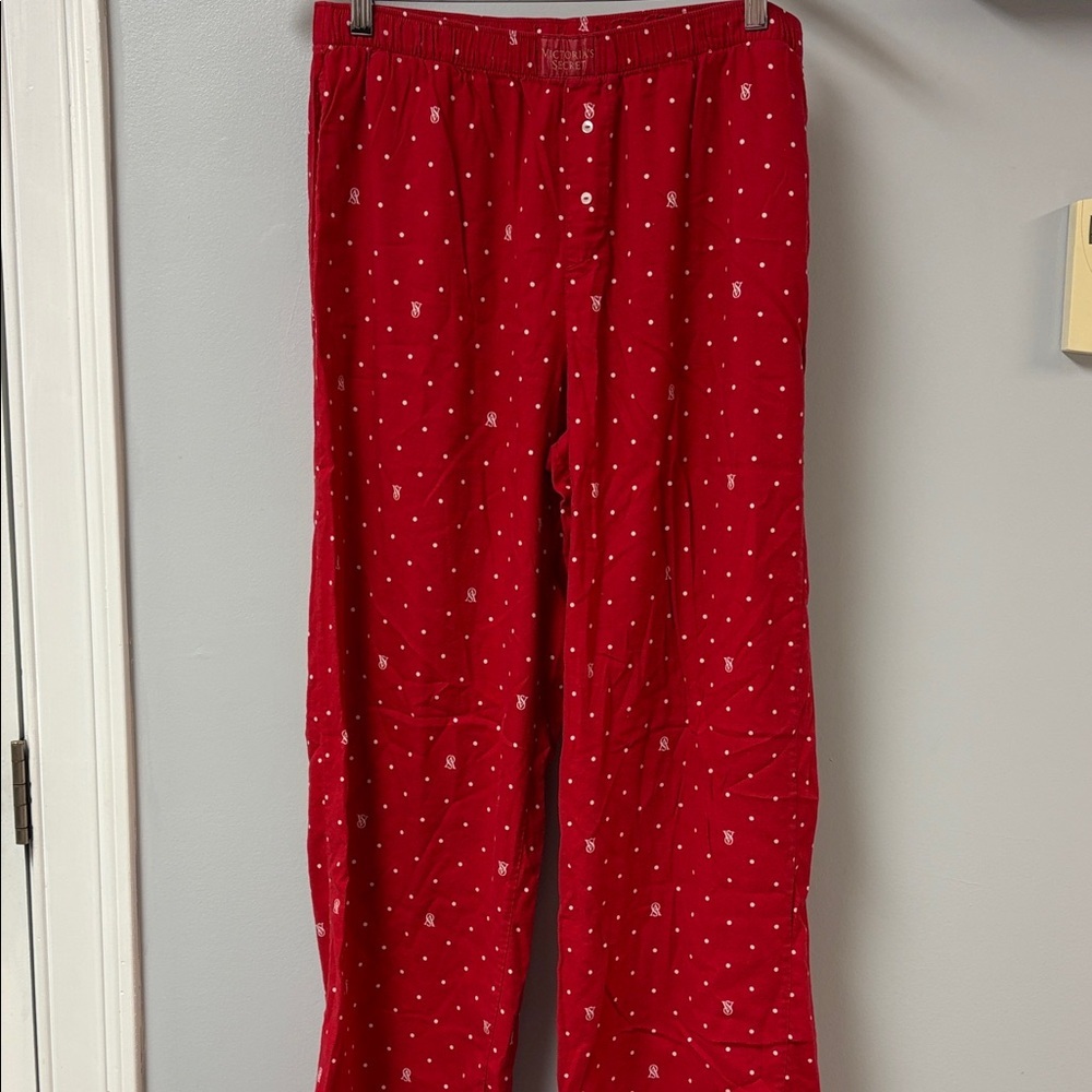 Victoria Secret Red Cotton Patterned Pajama Pants Sz L